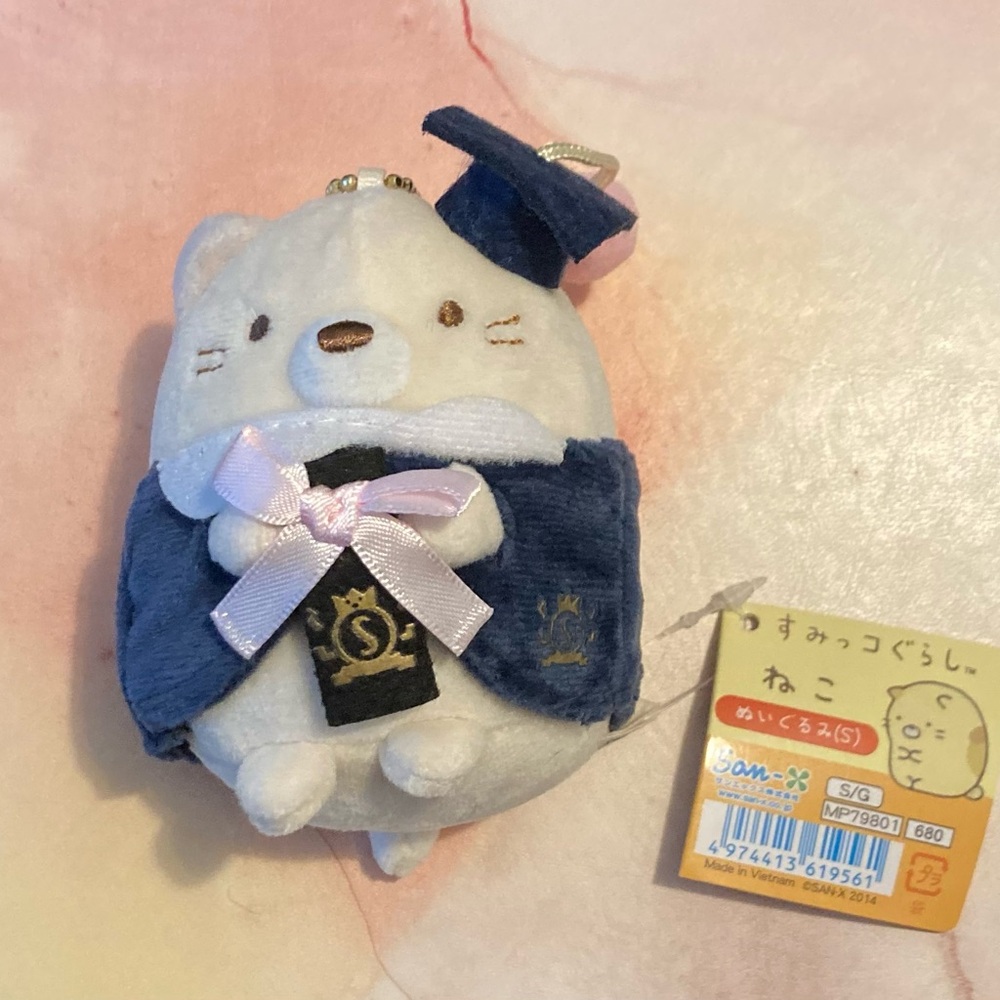 🐱 10cm Limited Edition San-X Sumikko Gurashi Cat in Graduation Outfit Plush Doll
